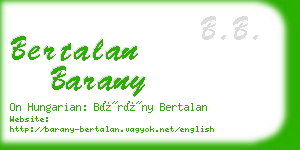 bertalan barany business card